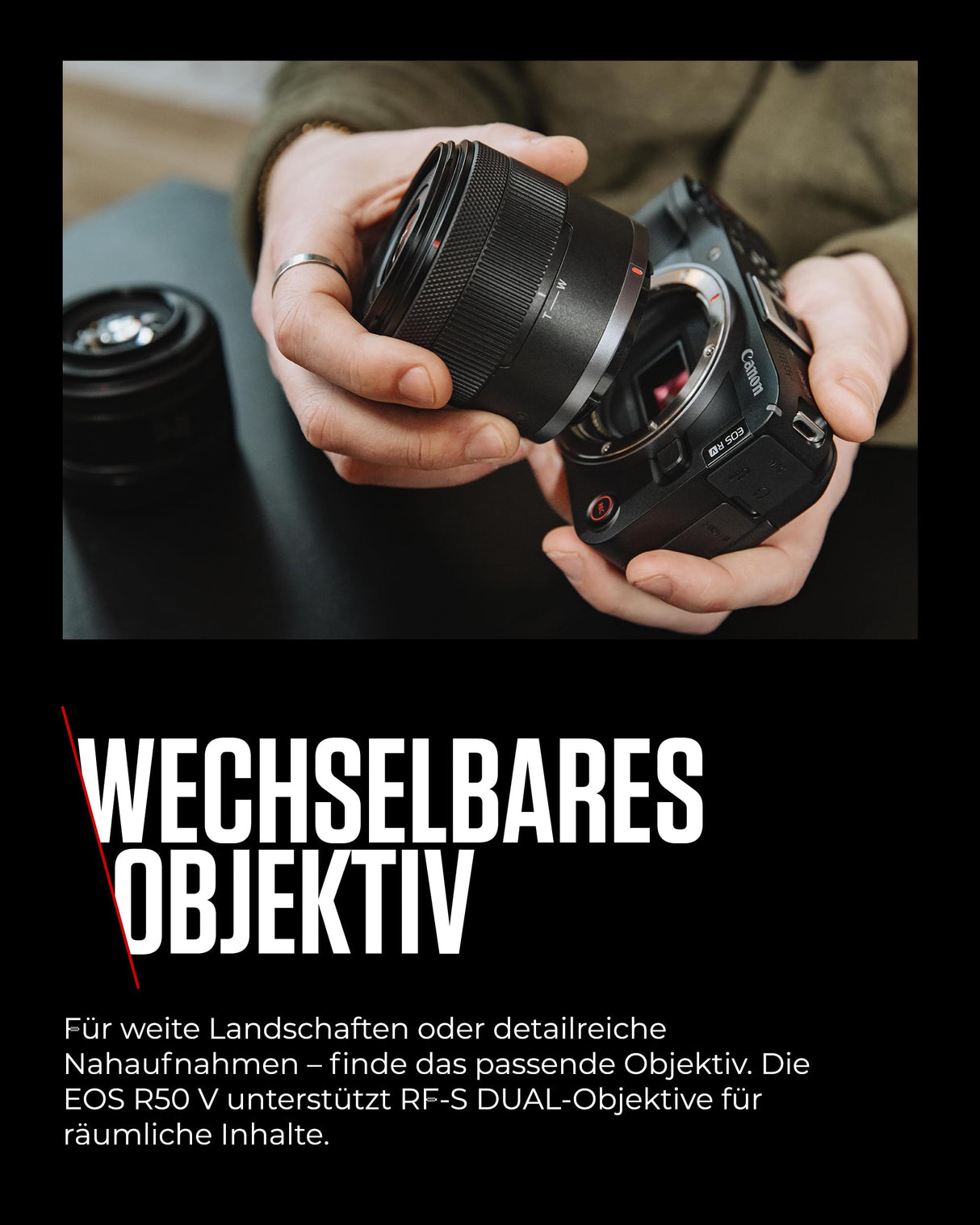 Canon EOS R50 V Kit para Creadores de Contenido - Cámara de Vlogging Compatible con Objetivos Canon RF | Ideal para Vlogs, Viajes | Conexión Bluetooth