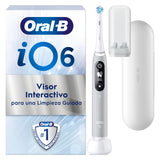 Oral-B iO 6N Cepillo de Dientes Eléctrico con Mango Recargable, 2 Cabezales y Estuche de Viaje, Diseñado por Braun - Gris