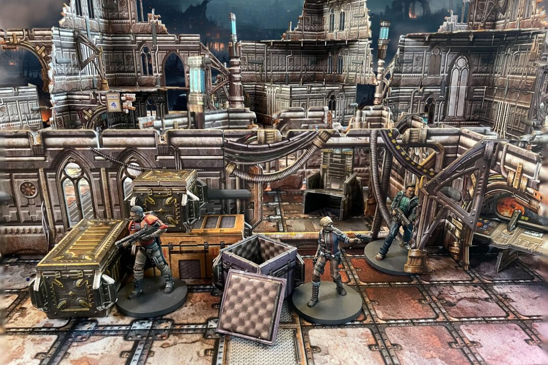 Battle Systems Terreno de Ciencia ficción - Terreno Espacial Modular 3D de 28 mm Juegos de Guerra y Juegos de rol - Modelos de construcción de Varios Niveles Impresos a Todo Color 3D