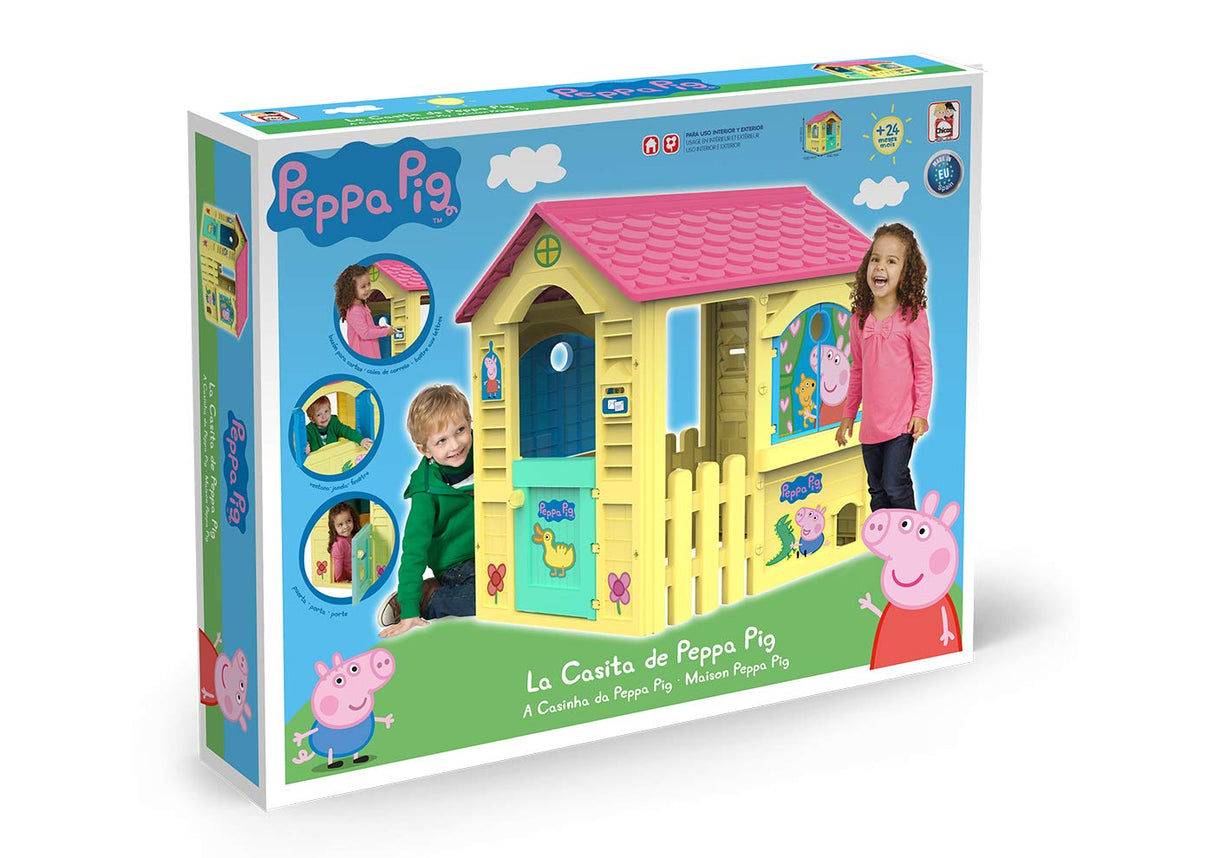 Chicos - Peppa Pig Casita Infantil para Exterior | Plástico Resistente y Duradero | Montaje/desmontaje Sencillo y rápido | Color Amarillo con tejado Rosa. (89503)