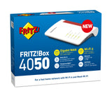 FRITZ!Box 4050 International - Router, WiFi 6, Banda Dual (2400 Mbps 5GHz y 600 Mbps 2,4 GHz), Mesh, WAN GB, 3 x LAN Gigabit, 1 x USB 3.0, Base DECT, Servidor Multimedia, Interfaz en Español