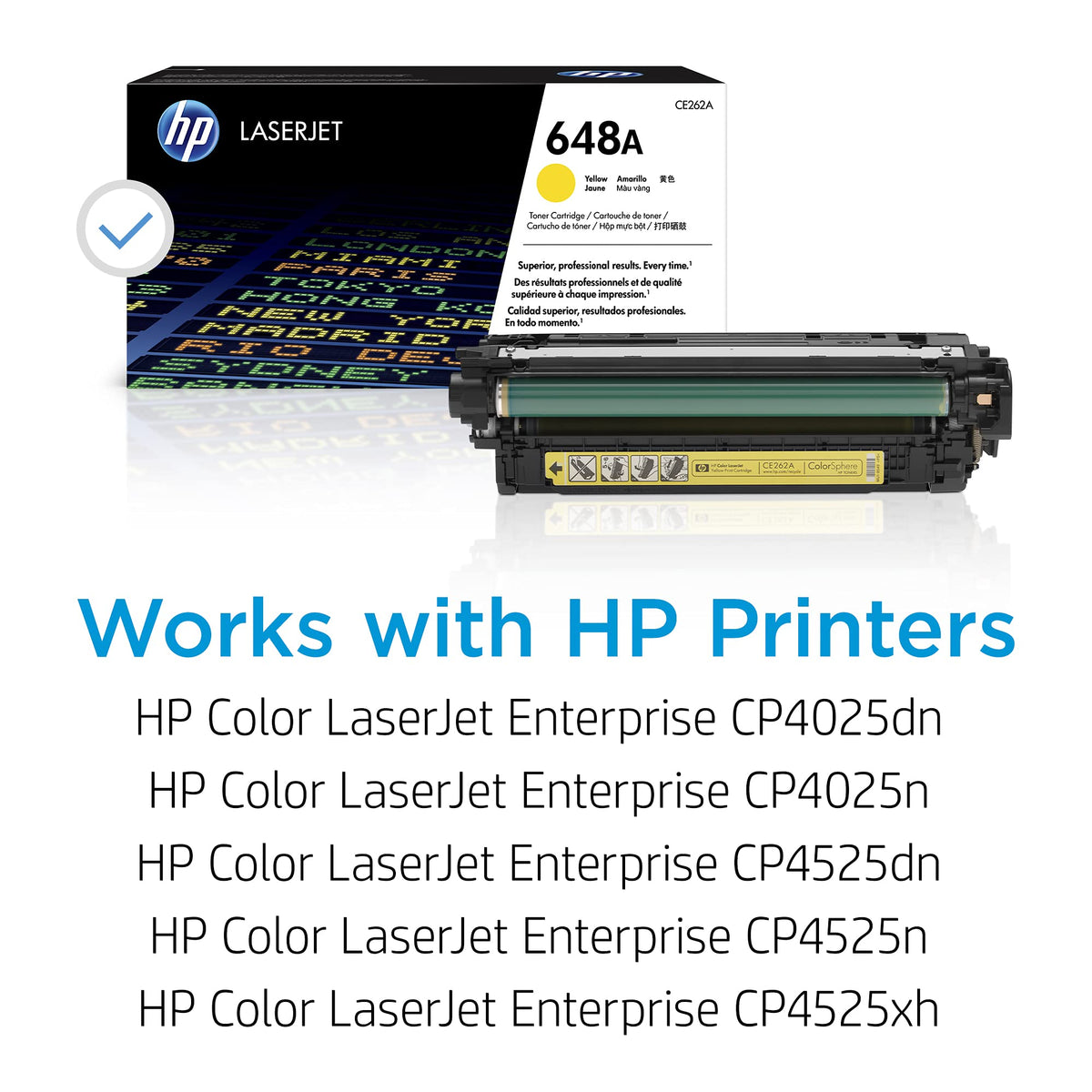 HP 648A CE262A Amarillo, Cartucho Tóner Original, de 11.000 páginas, para impresoras HP Color LaserJet CP4520, CP4025, CP4525 y CP4020