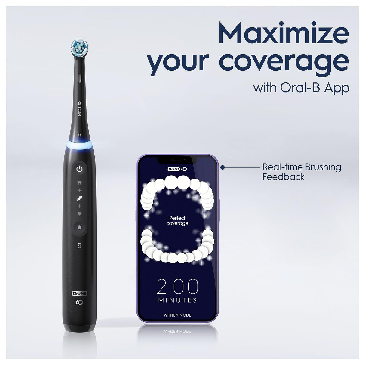 Oral-B iO5 - Cepillos de dientes eléctricos para adultos, 1 cabezal de cepillo de dientes y estuche de viaje, 5 modos con blanqueamiento de dientes, enchufe británico de 2 pines, color negro