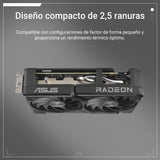 ASUS Dual Radeon RX 9060 XT 8 GB GDDR6, Tarjeta gráfica, PCIe 5.0, HDMI 2.1b, DisplayPort 2.1a, diseño de 2.5 Ranuras, diseño de Ventilador Axial-Tech, tecnología 0dB