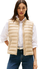 Tommy Hilfiger Chaleco Mujer con cuello vuelto, Beige (Beige), M