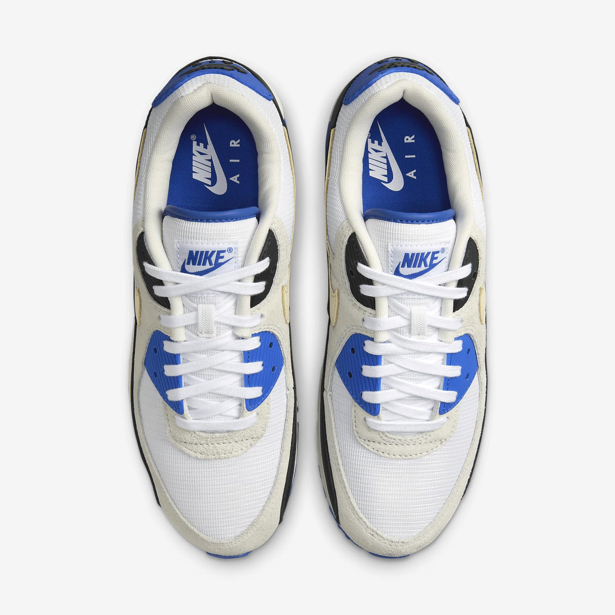 NIKE Air MAX 90 Premium, Sneaker Hombre, Blanco Caqui Azul Negro, 38.5 EU