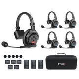 SYNCO Auriculares Intercomunicadores Inalámbricos, XTALK X5 2.4GHz Auriculares Inalámbricos Full Duplex con Comunicación de 24H 350M, Sistema de Intercomunicación con Monitoreo en Tiempo Real