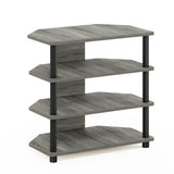 Furinno Econ Pequeño Soporte de TV de 4 Niveles Fácil de Montar, Roble Francés/Negro