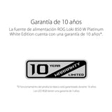 Asus ROG Loki SFX-L 850W Platinum White Edition Fuente de Alimentación Modular (80+ Platinum, Ventilador ARGB PWM de 120 mm, Aura Sync, Compatible con ATX 3.1, PCIe 5.1, 10 Años de Protección)