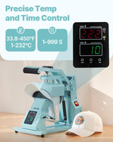 VEVOR Máquina de Prensado Térmico, Prensa de Transferencia Térmica con 2 Platinas Intercambiables, Control Preciso de Tiempo y Temperatura, Máquina de Sublimación HTV para Gorras, Diademas, Verde