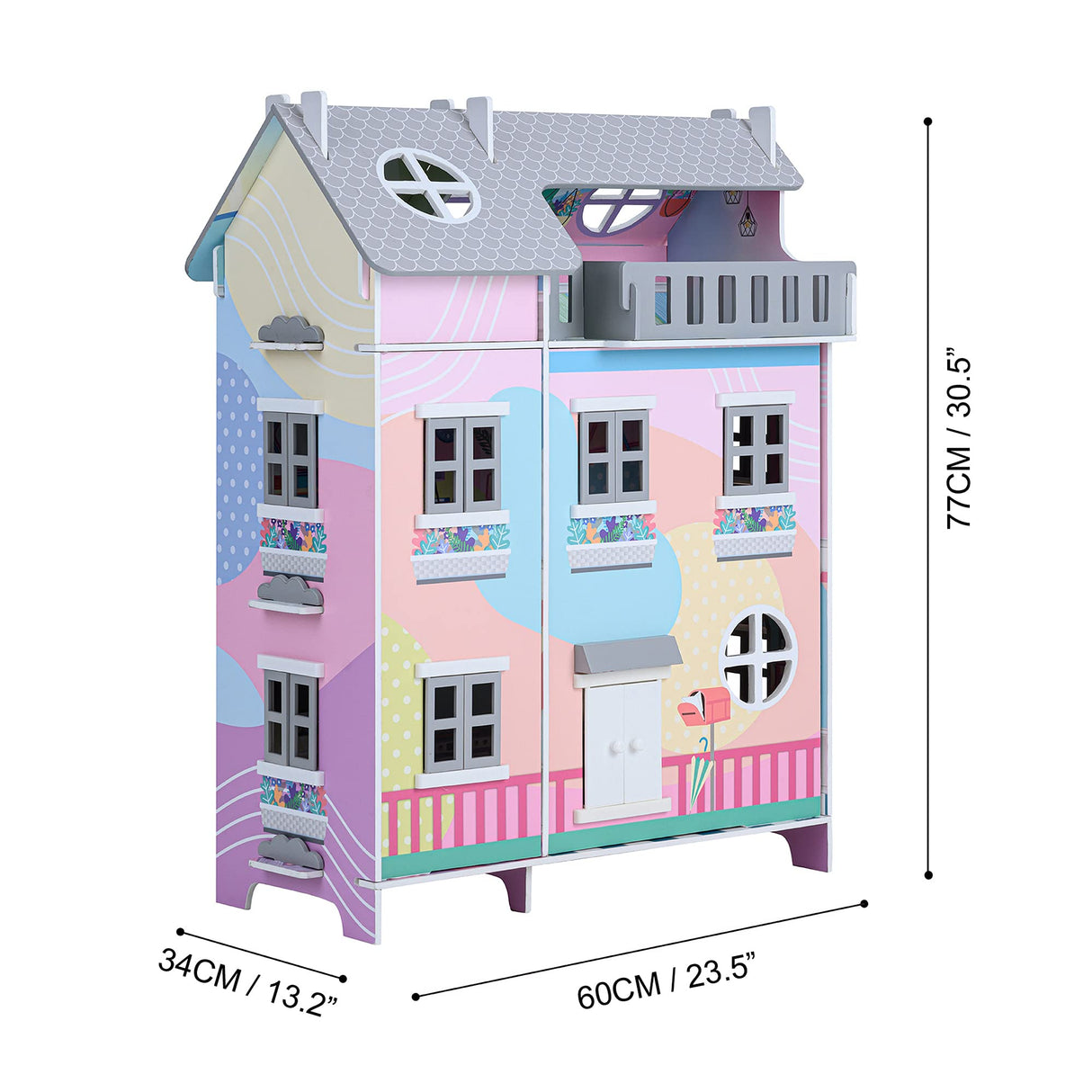 Olivia's Little World Teamson Kids Casa De Muñecas De Madera, Muñecas De 3,5" & 11 Accesorios TD-13361A