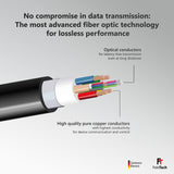 FeinTech 8K HDMI - Cable de fibra óptica (20 m, 4 K, 120 Hz, 1440 p, 144 Hz, para juegos HDMI 2.1, PS5, Xbox PC, TV, 48 Gbps, compatible con eARC, CEC, VRR, HDR, Dolby Atmos, 3D, VMI90200)