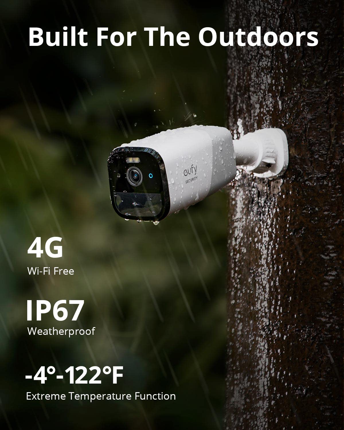eufy Security Cámara de vigilancia 4G LTE con tarjeta SIM, 2K HD, visión nocturna Starlight, función de audio bilateral, detección de personas, sin WiFi, incluye tarjeta SIM y memoria local integrada.