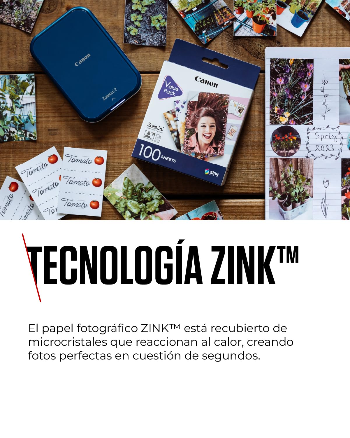 Canon Zink™ Papel Fotográfico Adhesivo 5x7,6 cm (100 Hojas) - Imprime Fotos desde tu Móvil para Pegatinas Personalizadas