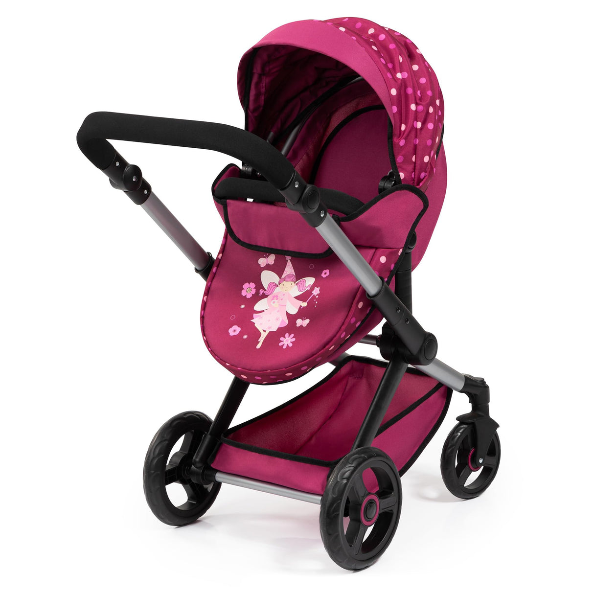 Bayer Design 17067AB Cochecito de muñeca XEO, Convertible, Regulable en Altura, Cuna de Viaje, Bolsa, Saco de Dormir, Accesorios