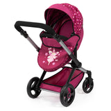 Bayer Design 17067AB Cochecito de muñeca XEO, Convertible, Regulable en Altura, Cuna de Viaje, Bolsa, Saco de Dormir, Accesorios