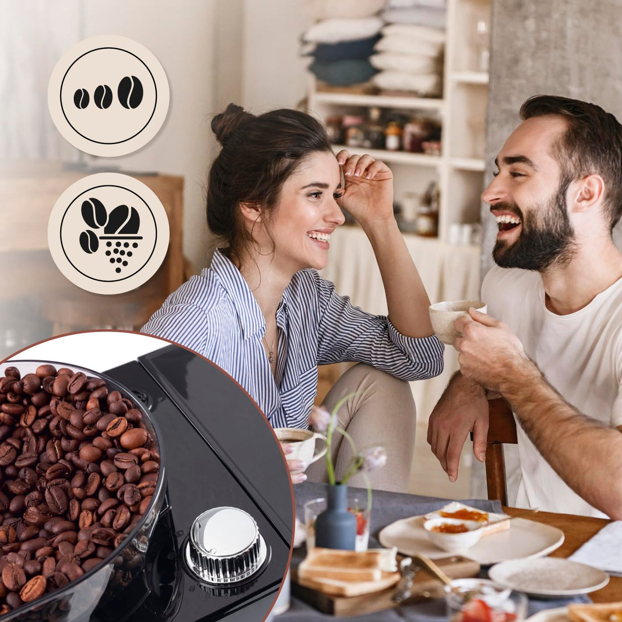 Barista Cafetera con molinillo | Cafetera de filtro con jarra de cristal | Máquina de filtro de 900 W con pantalla táctil y función de temporizador para hasta 10 tazas | Cafetera de 1,25 litros | Para