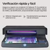 Safescan UV 70 Detector de billetes falsos, verifica billetes, tarjetas de crédito y documentos - Detector UV para nuevos billetes - Detector billetes falsos con luz UV - Detector con luz UV