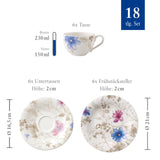 Villeroy & Boch – Mariefleur Servicio De Café 18 Piezas Multicolor, Apto Para Lavavajillas, Apto Para Microondas, Juego De Café, Juego Tazas De Café Con Plato, Premium Porcelain