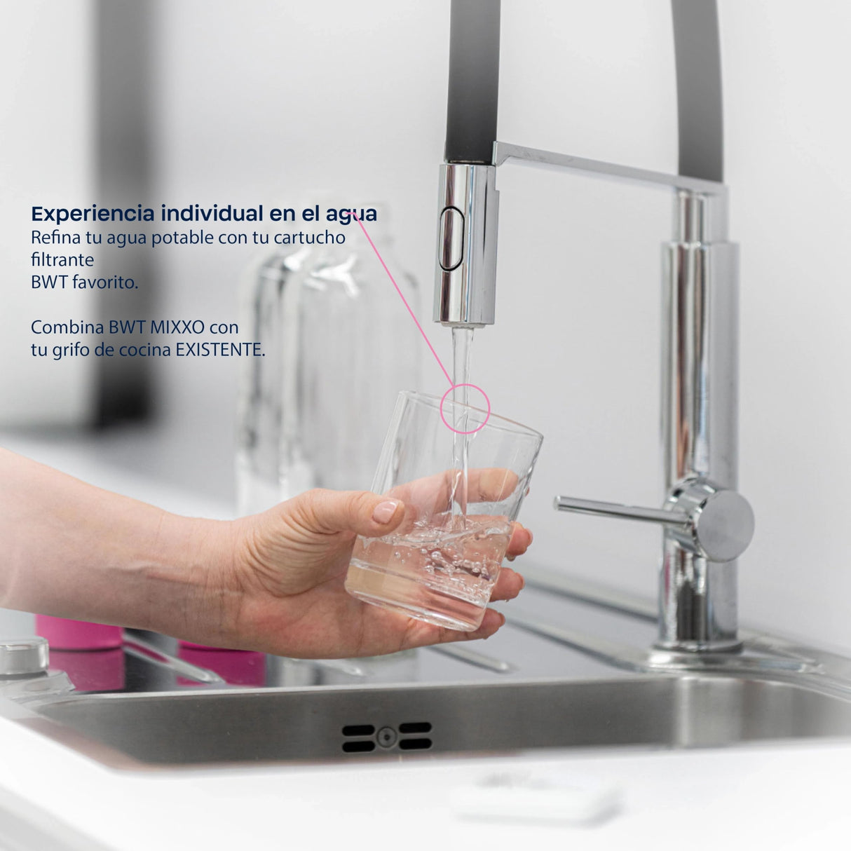 BWT MIXXO Starter Kit "Soft" | filtro de agua premium para grifo | purificador de agua doméstico | sistema filtro de agua innovador | descalcificador compacto bajo fregadero