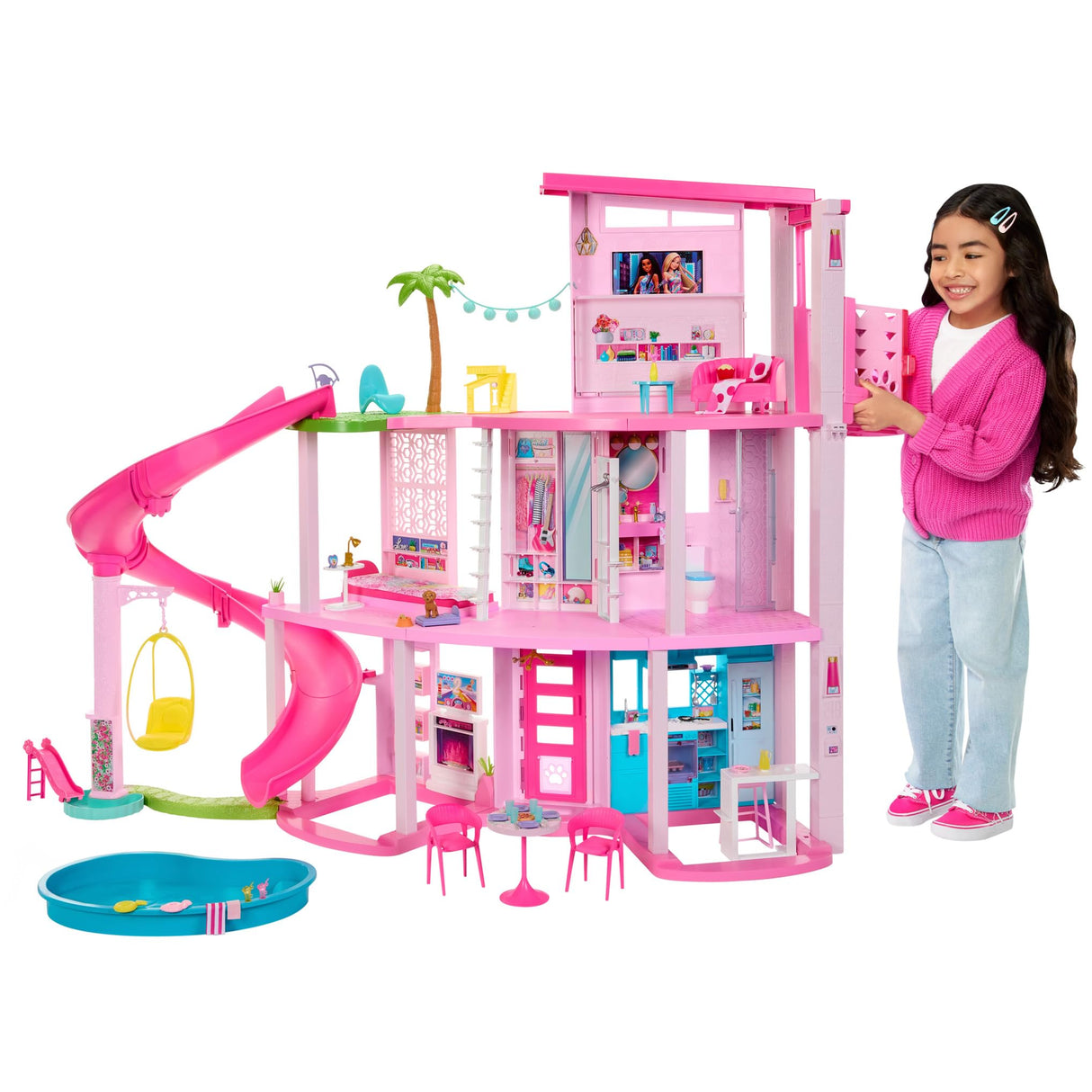 Barbie Dreamhouse 2023 Casa para muñecas de Juguete de 3 Plantas con +75 Muebles y Accesorios, +3 años (Mattel HMX10)