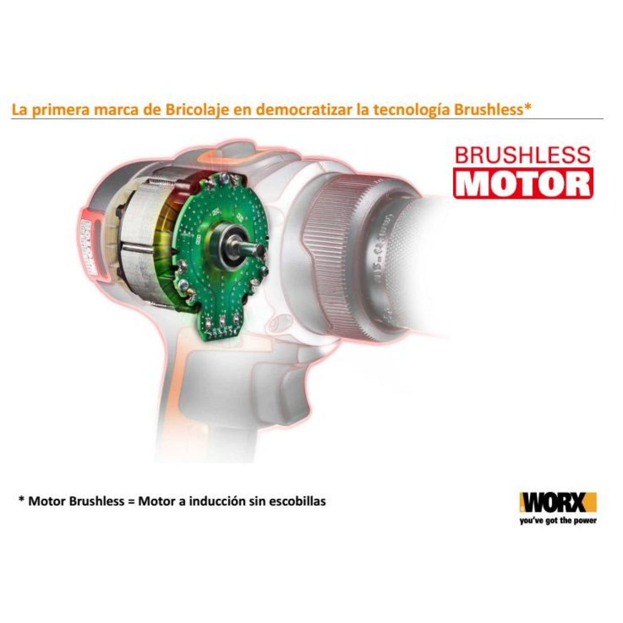 Taladro Percutor Brushless 20V WORX | PowerShare | WX373.3-2 baterías 4Ah | Motor sin escobillas, 2 velocidades, portabrocas metálico 13 mm sin llave