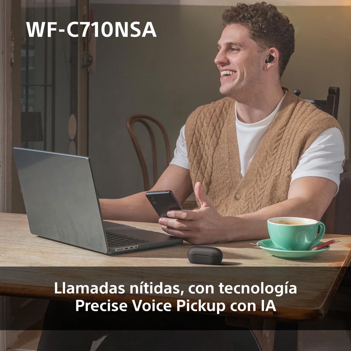 Sony WF-C710NSA Auriculares inalámbricos In-Ear con Noise Cancelling, Ligeros, Controles táctiles, Conexión Multipunto, IPX4, hasta 40 h de batería, Carga rápida, iOS y Android - Negro