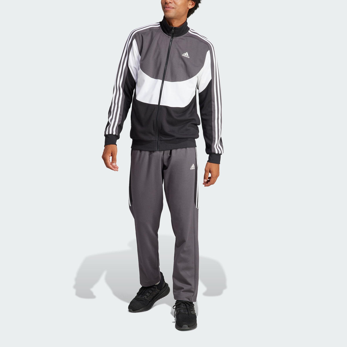adidas Hombre Colorblock Track Suit, Black/White/Grey Six, S