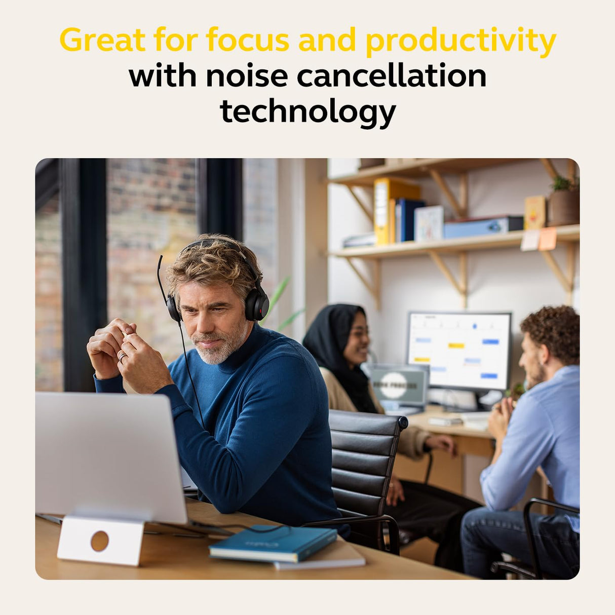 Jabra Evolve2 50 - Auriculares estéreo con Cable, tecnología AirComfort, micrófonos con cancelación de Ruido y cancelación Activa de Ruido, Certificado MS Teams, Funciona con Todas Las demás
