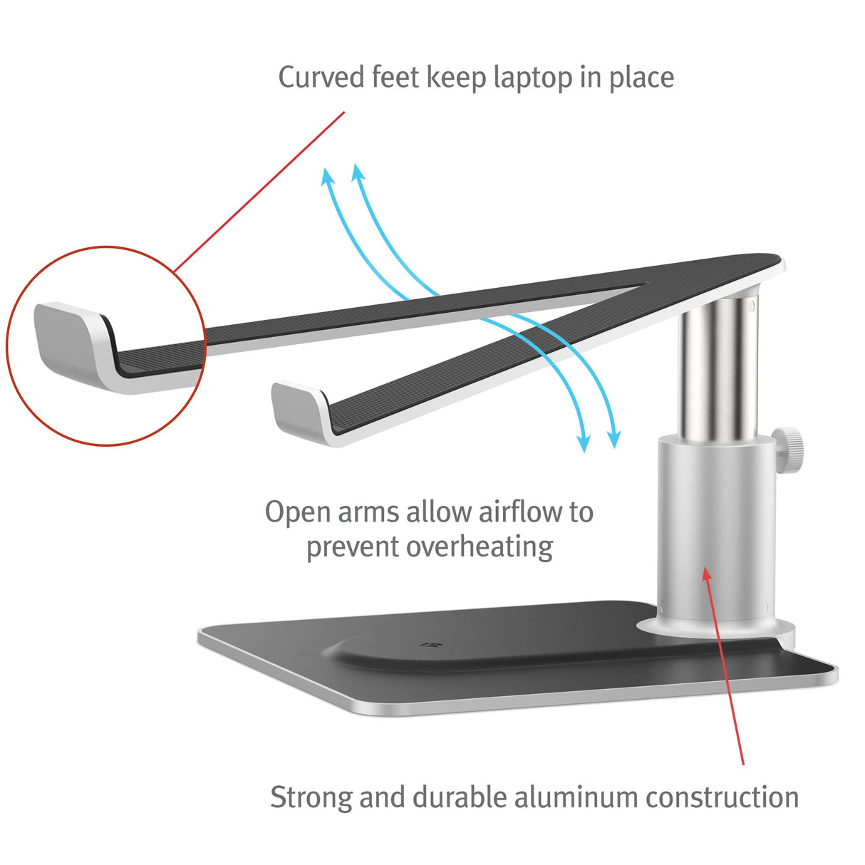 Twelve South HiRise Pro para portátiles y MacBooks, Soporte ergonómico y Ajustable en Altura con Base de Carga inalámbrica MagSafe (Plateado)