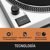 Lenco L-3810WH - Tocadiscos de accionamiento Directo - Control de Tono - Codificación USB/PC - Blanco