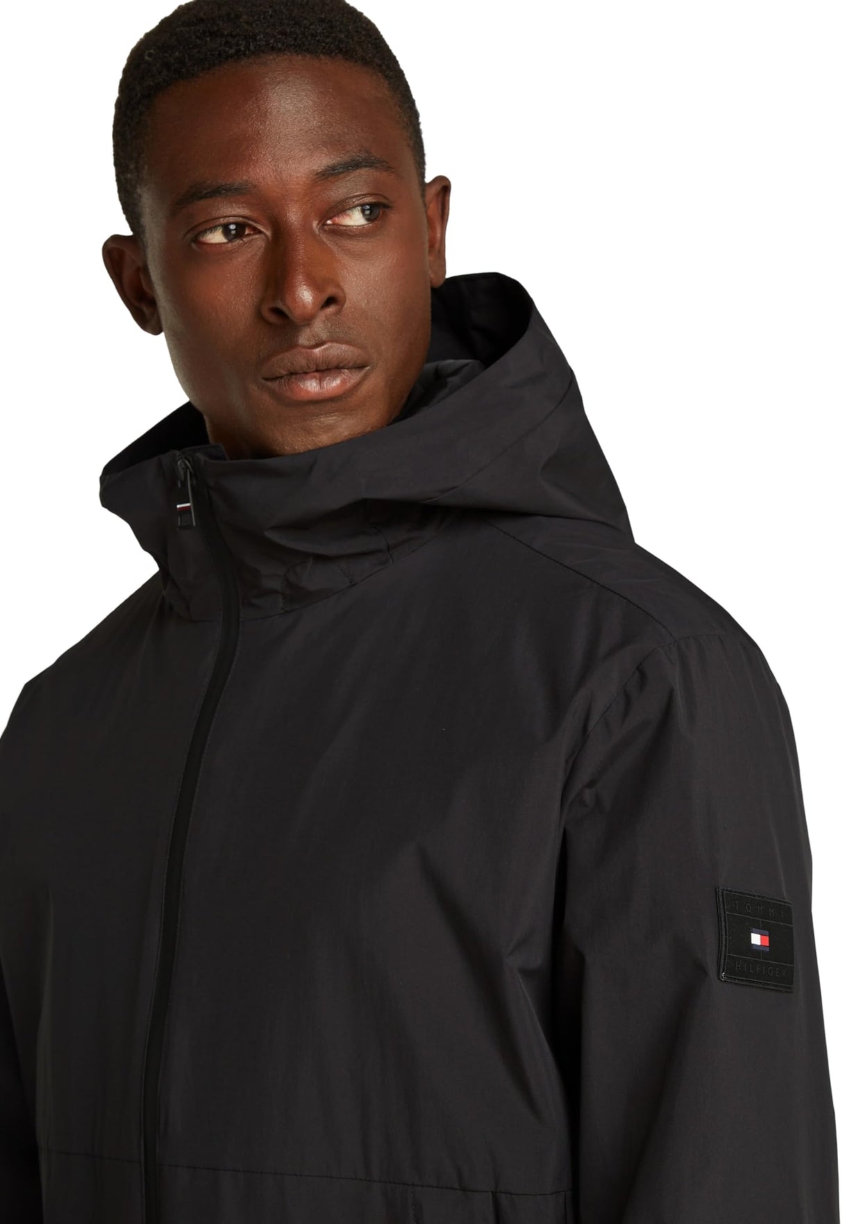 Tommy Hilfiger Cortavientos Hombre Hooded deportivo, Negro (Black), L