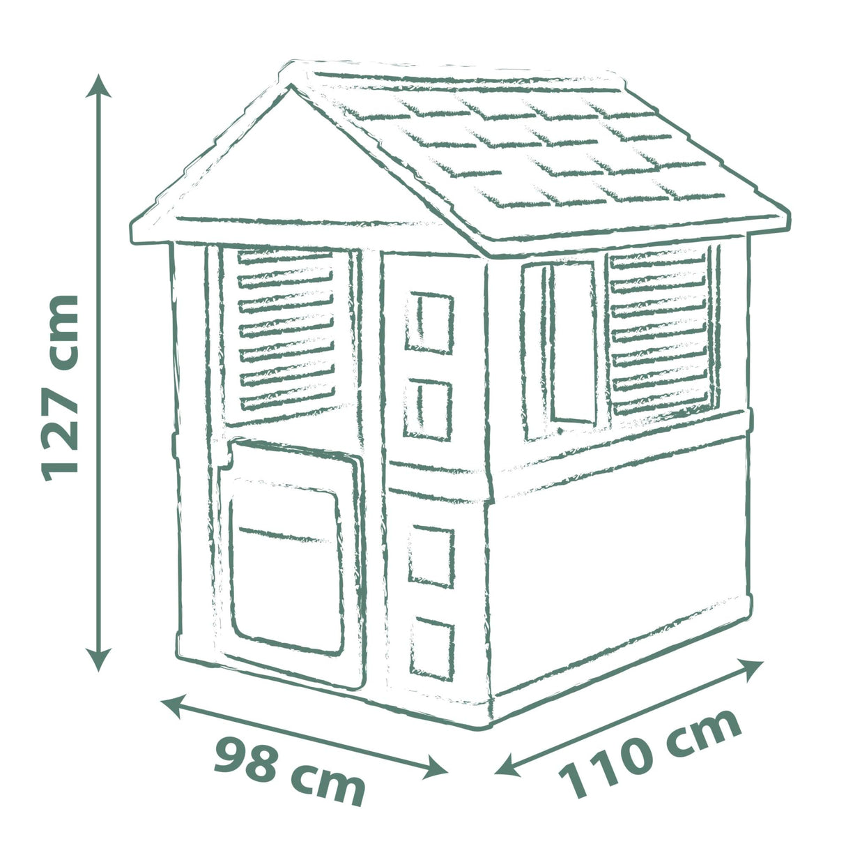 Smoby Life Casa de Juegos Jolie - Resistente a los Rayos UV - Plástico Reciclado 59% - Ideal para Jardín o Terraza - con Puerta Baja y Ventanas con Listones - A Partir de 2 Años (7600810737)