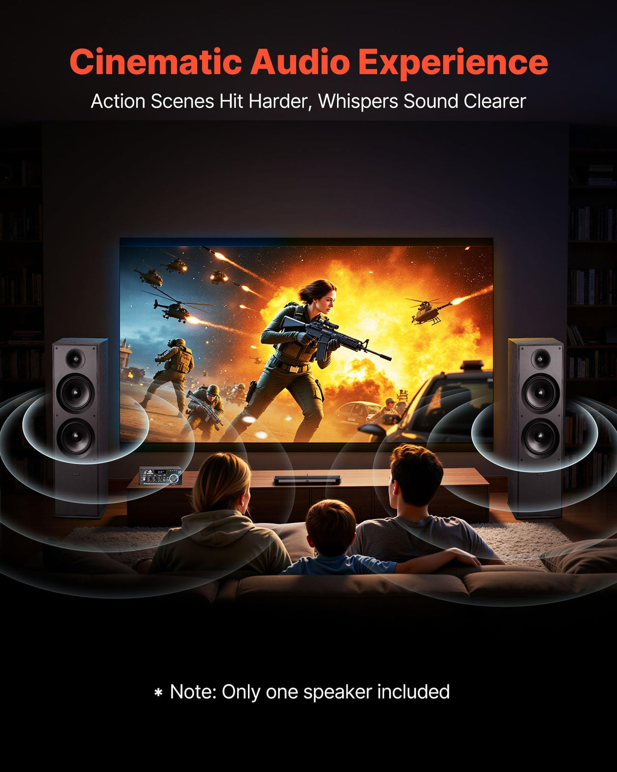VEVOR Altavoz de Suelo de 2 Vías, con Tweeter de 2,54 cm y Dos Woofers de 20,32 cm, Potencia Máxima de 600 W, Respuesta de Frecuencia de 50 Hz a 20 kHz, Carcasa de MDF, para Audio Doméstico
