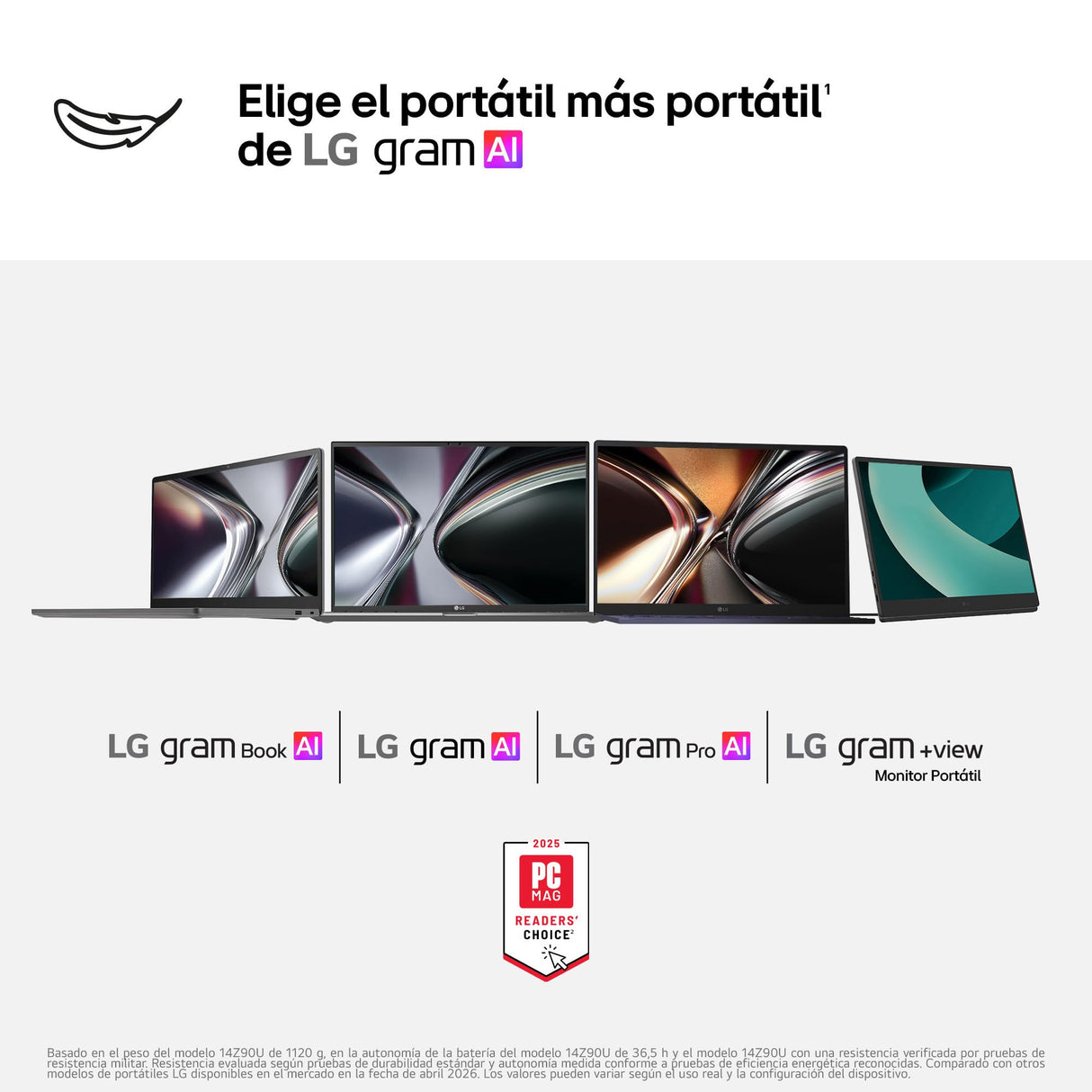 LG gram 14Z90U-G.AU88BN - Ordenador Portátil Ultraligero de 14" Intel Core Ultra 7 355, 3 GB RAM, 1 TB SSD, Intel Graphics (4Xe), IPS Antirreflejo, 1120g, 36.5h, Windows 11, Teclado ES, Negro