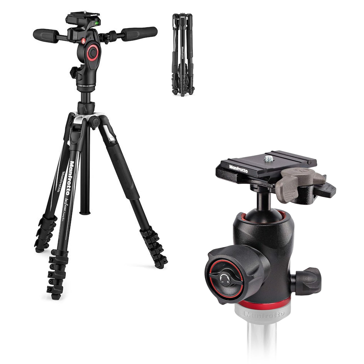 Manfrotto Befree 3-Way Live Advanced Kit de Viaje en Aluminio con Cabezal Fluido para Videocámaras y Cámaras Compactas, y Cabezal de Bola 494, Accesorios para Creadores de Contenido y Vlogging