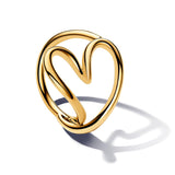 PANDORA Essence Anillo con corazón chapado en oro de 14 quilates, talla 56