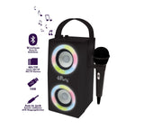 LEXIBOOK, iParty, Altavoz Luminoso Bluetooth portátil con micrófono, Efectos de luz, Karaoke, inalámbrico, USB, Tarjeta SD, batería Recargable, Negro, BTP180BKZ