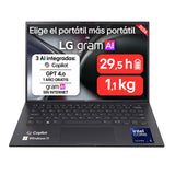 LG 14ZB90S-G.AA55BN - Ordenador Portátil gram Ultraligero de 14" Intel Core Ultra 5 115U, 1 GB RAM, 512 GB SSD, ARC Graphics, Pantalla IPS Antirreflejo, 1,120g, 29.5h, Windows 11, QWERTY ES, Negro