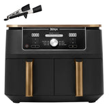 Ninja Freidora de aire Foodi MAX [AF400EUCP] doble compartimento, 9,5 l de capacidad, 2 cajones, 6 funciones, cobre