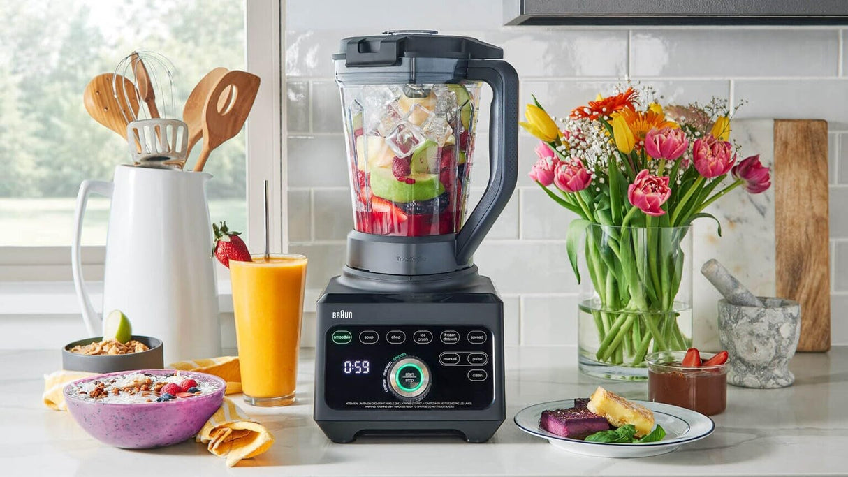 Braun Batidora PowerBlend JB 9040 de Válvula Triangular, 10 Ajustes de Velocidad Manual + Botón Pulse, Motor de 1600W, Vaso de 2L, Fácil de Limpiar, Negra