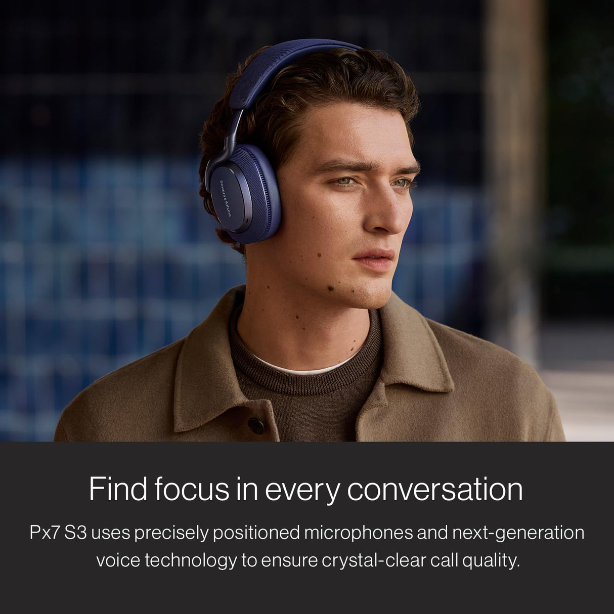 Bowers & Wilkins Px7 S3 Auriculares Over-Ear Bluetooth, Cancelación de Ruido, Sonido Hi-Res, aptX Lossless, 30h Reproducción, 8 Micrófonos, Carga Rápida - Azul Frost