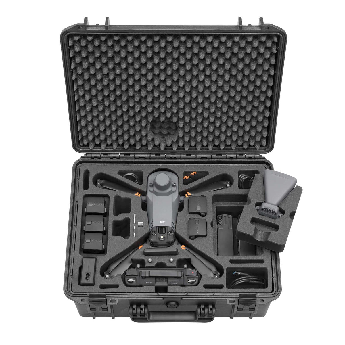 TOMcase Maleta Exterior Ready To Fly para dji Mavic 3 Enterprise/Thermal/Multispectral, Plus Combo, RC Pro Controller, Cargar en la Caja, IP67 Caso Impermeable - Made in Germany (Negro)