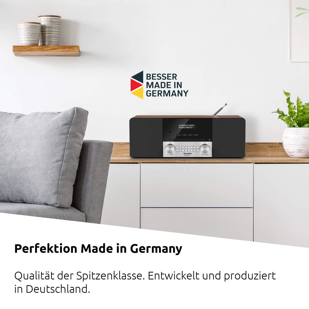 TechniSat DIGITRADIO 3 - Sistema Compacto de Radio Estéreo Dab (Dab+, FM, Reproductor de CD, Bluetooth, USB, Conexión para Auriculares, Entrada AUX, Radio Reloj Despertador, Pantalla OLED) Nogal