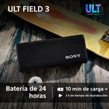 Sony ULT Field 3 - Altavoz Bluetooth portátil con ULT Power Sound, batería de 24 Horas, IP67, Resistente al Agua, al Polvo y a los Golpes, Correa Desmontable para el Hombro, Compacto - Negro