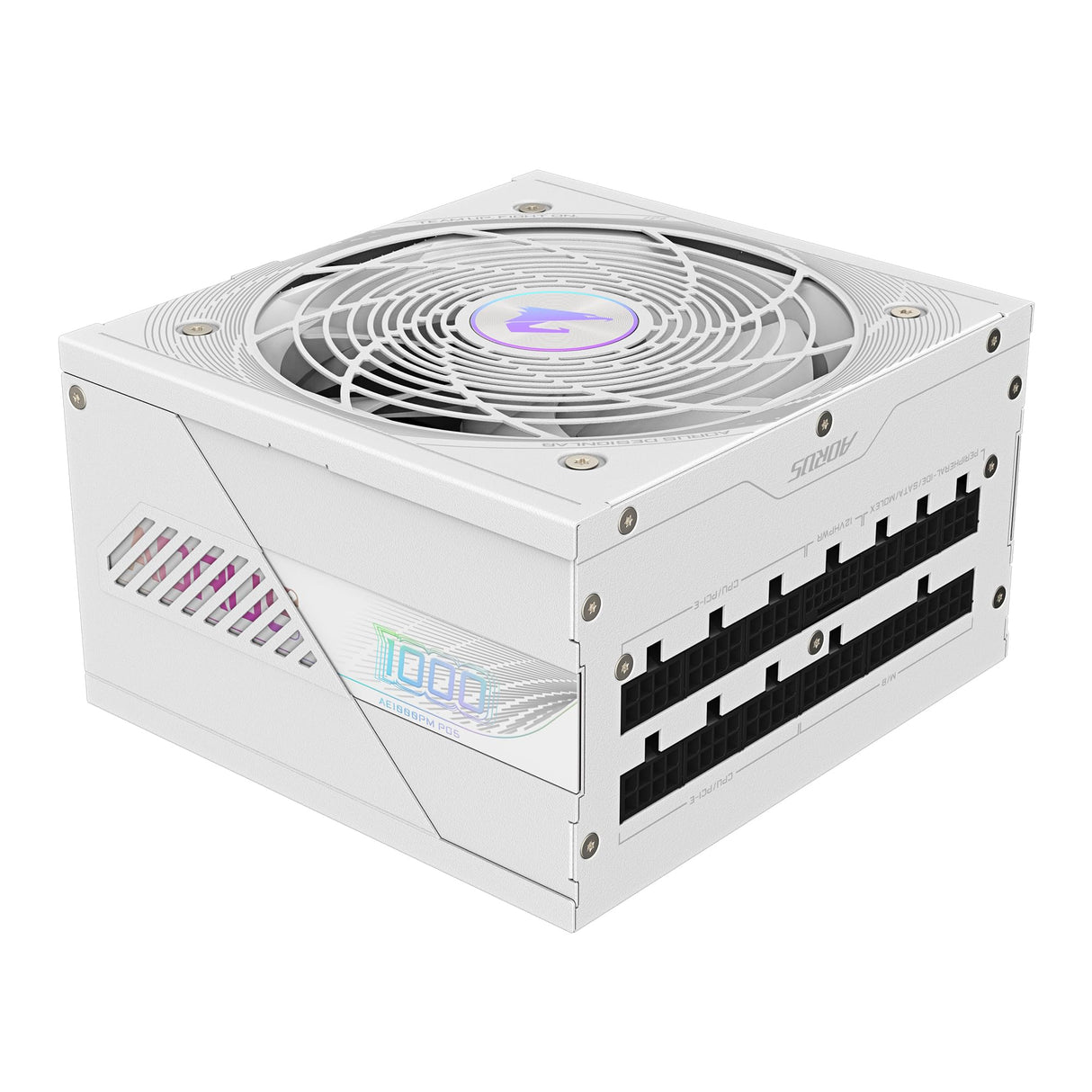 GIGABYTE AORUS Elite P1000W Ice Fuente de Alimentación - PCIe 5.0, 80 Plus Platinum, Diseño Completamente Modular, Ventilador de 120 mm, Compatible con ATX 3.0, Enchufe UE