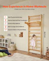VEVOR Interior de Madera Maciza Niveles, Escalera de Escalada Carga de 99,8 kg, Gimnasia con Barra de Dominadas para Niños y Adultos, Color (10-Level Solid Wood Indoor Jungle Gym)