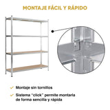 KG KITGARDEN Estantería Metálica Almacenaje de Acero Galvanizado con 4 Baldas de MDF, 180x150x40cm