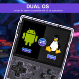 RG353V Pocket Console pantalla táctil IPS de 3,5 pulgadas, Dual OS Android 11 and Linux System, Support 5G WiFi 4.2 Bluetooth Moonlight Streaming HDMI Output Built-in 64G SD Card (Morado Transparente)