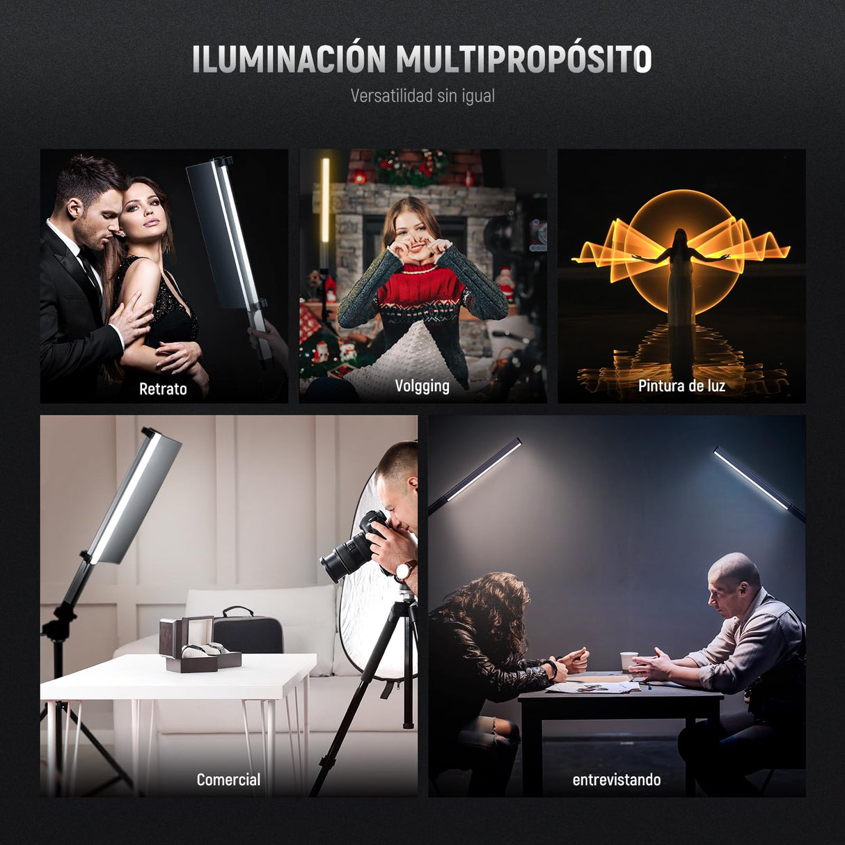 NEEWER CL124 Pro Barra de Luz LED Video, Palo Iluminación Bicolor Fotografía con Batería Mejorada de 7,4V 3200mAh Metal Puerta de Granero 2,4G Pantalla LCD Remota, 1500Lux CRI97+ Regulable 3200K-5600K